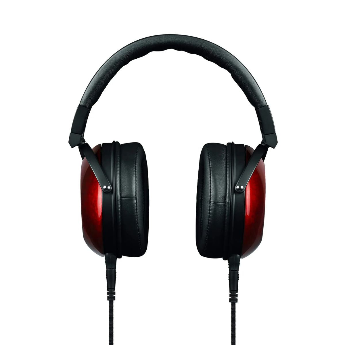 Front view of Fostex TH-909 Premium Open-Back Stereo Headphones w/ Headphone Stand on white background