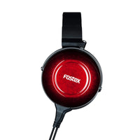 Side view of Fostex TH900mk2 Premium Headphones w/ Headphone Stand on white background