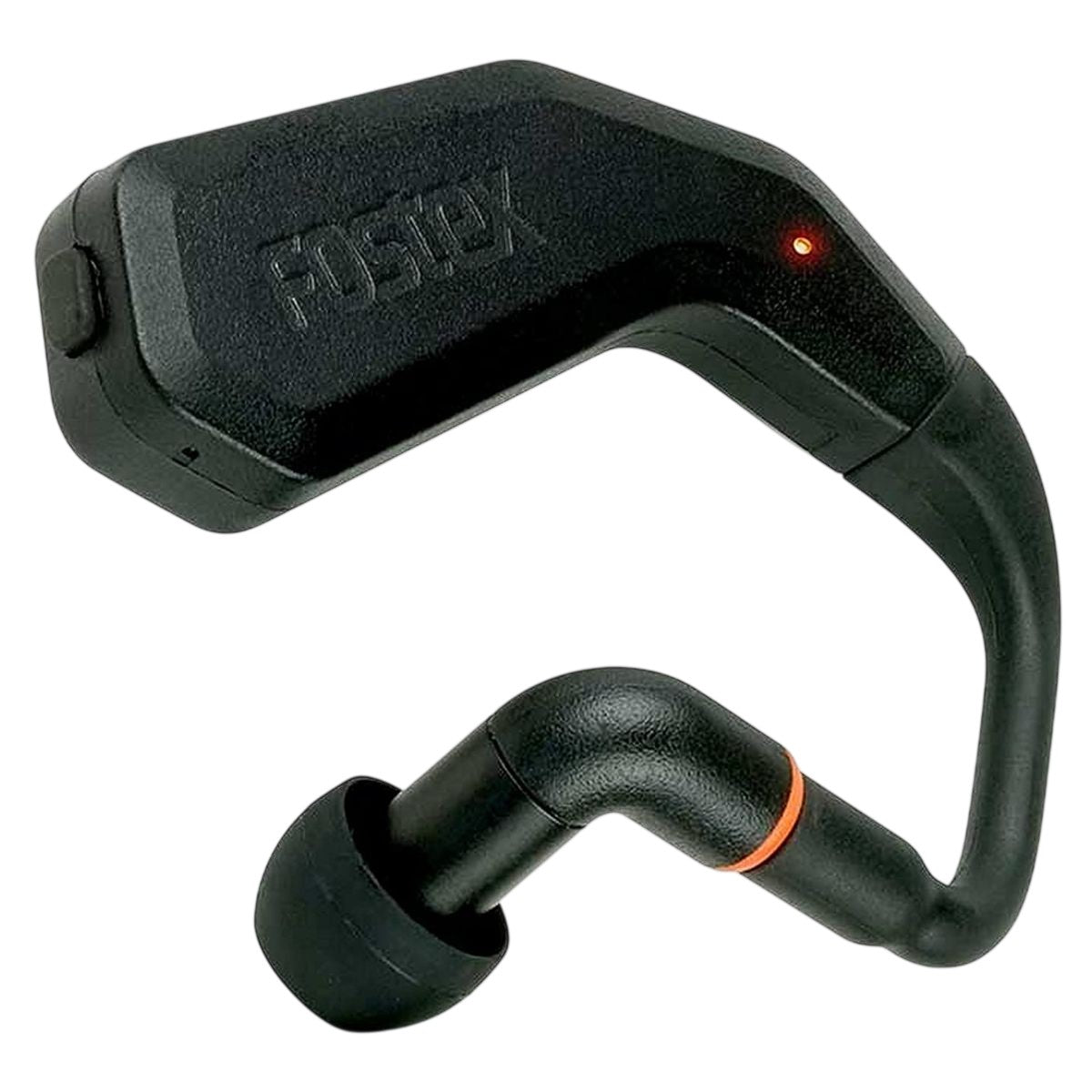 Angled side view of Fostex TM2C Wireless Stereo Earphones on white background