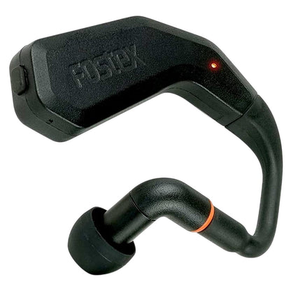 Angled side view of Fostex TM2C Wireless Stereo Earphones on white background