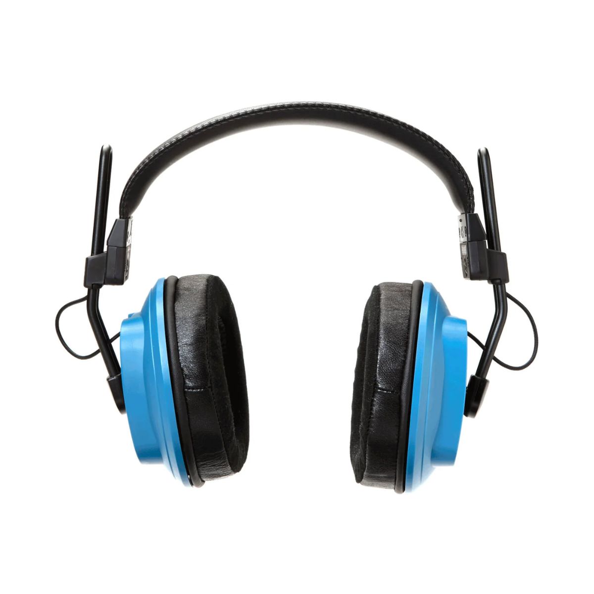 Front view of Fostex x Dekoni Audio Blue HiFi Audiophile Planar Magnetic Headphone on white background