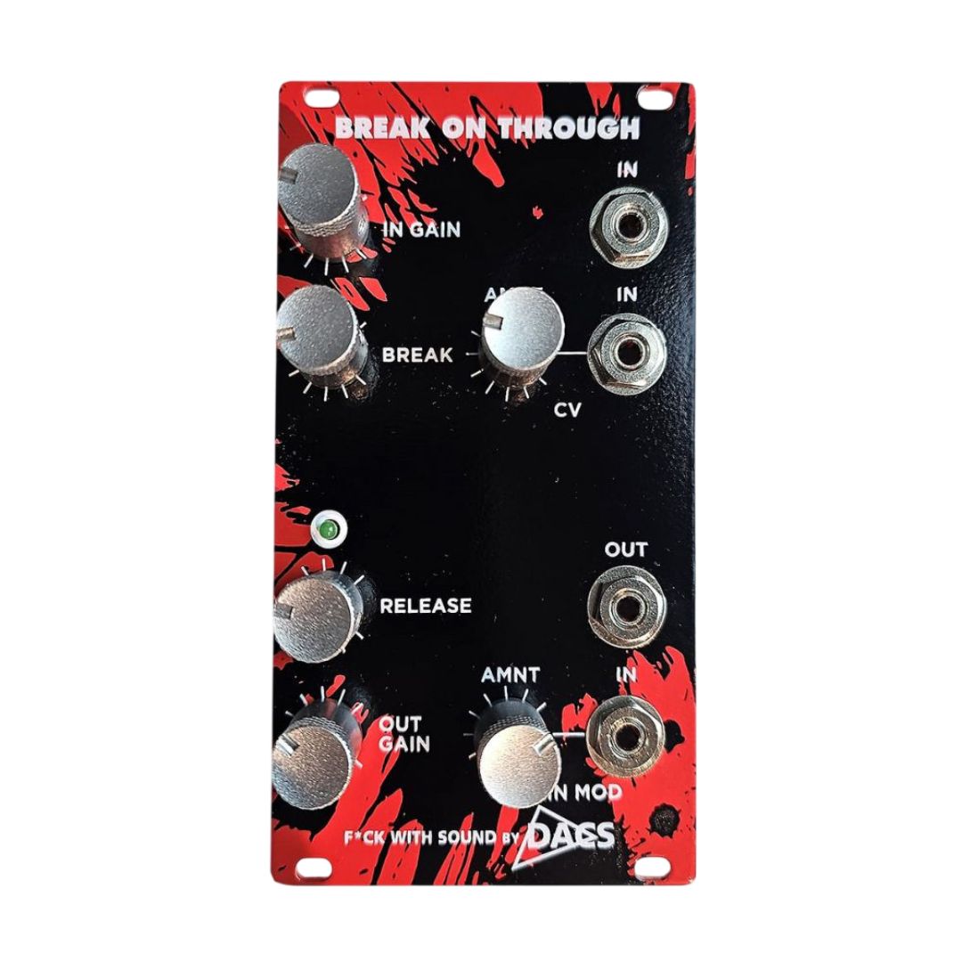 Front view of FwS Break On Through Limiter & Distorter Eurorack Synth Module on white background