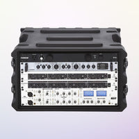 Large electronic equipment case with control panel on a light gray background