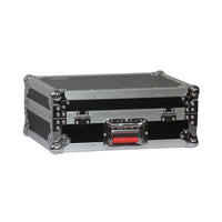 Black and silver flight case on a white background