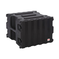 Black storage box with a brand logo on a white background