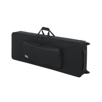 Black keyboard case with wheels on a white background