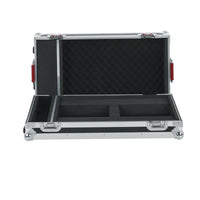Black flight case with foam interior on a white background