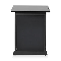 Black side table on a white background