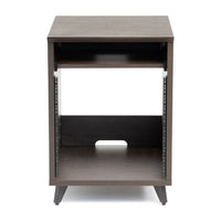 Wooden side table with two shelves on a white background