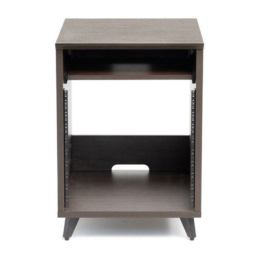 Wooden side table with two shelves on a white background