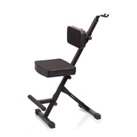 Black adjustable office chair on a white background