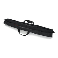 Black carrying case with handles on a white background