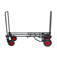 Black cart with red wheels on a white background