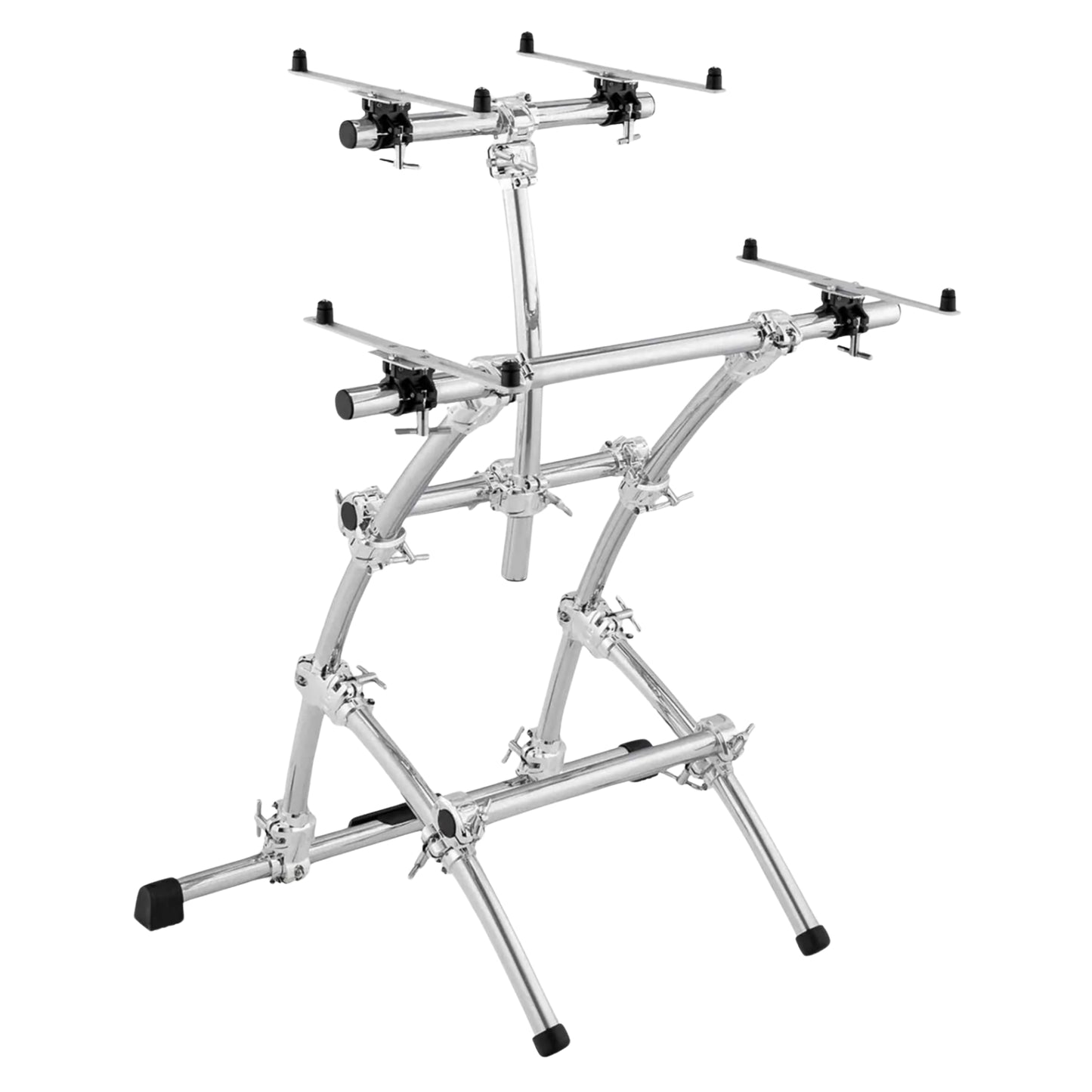 Angled view of Gibraltar 88-Key Double KeyTree Dual Tier Keyboard Stand on White Background