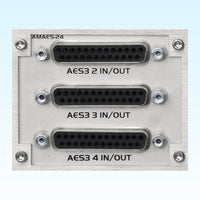 Front view of Grace Design 24-Channel AES IO Option for m701 on light blue background