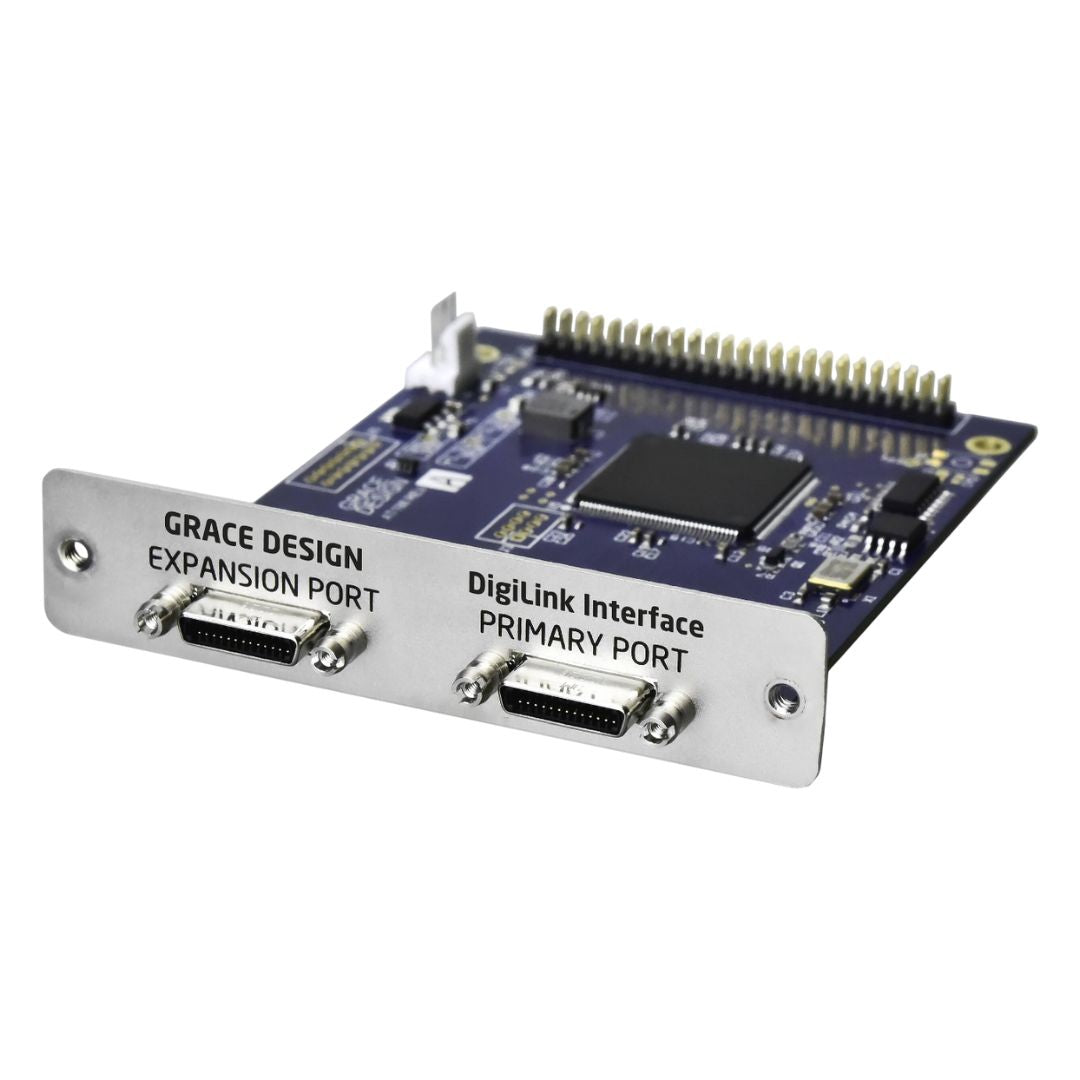 Angled front view of Grace Design 32-Channel DigiLink I/O for m701 on white background