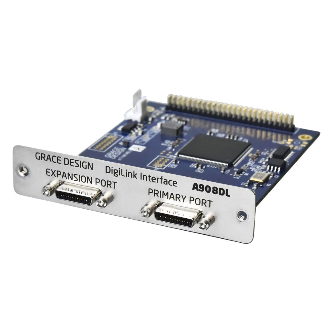 Angled front view of Grace Design 32-Channel Digilink Option for m908 on white background