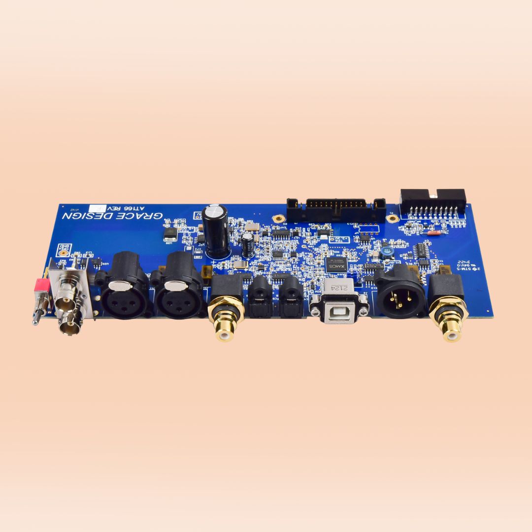 Front view of Grace Design DAC Upgrade Kit for m905 on orange background