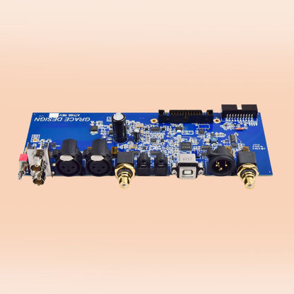 Front view of Grace Design DAC Upgrade Kit for m905 on orange background