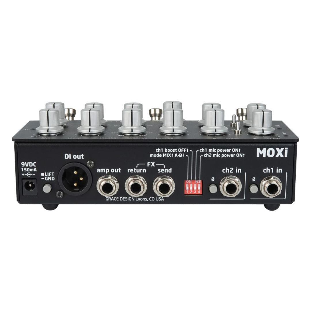 Rear view of Grace Design MOXi Pedal on white background