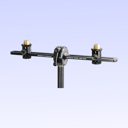 Front view of Grace Design SB-30 11.81" Spacebar Stereo Microphone Mounting Kit on purple background