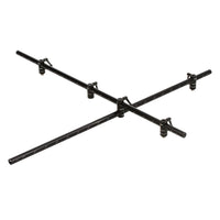 Black metal tripod stand on a white background