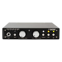 Front view of Grace Design m101 Single Channel Mic Preamplifier on white background