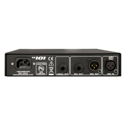 Rear view of Grace Design m101 Single Channel Mic Preamplifier on white background