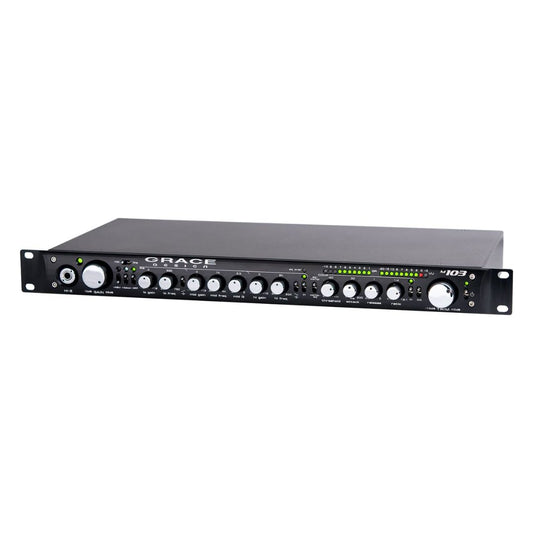 Front view of Grace Design m103 Channel Strip on white background