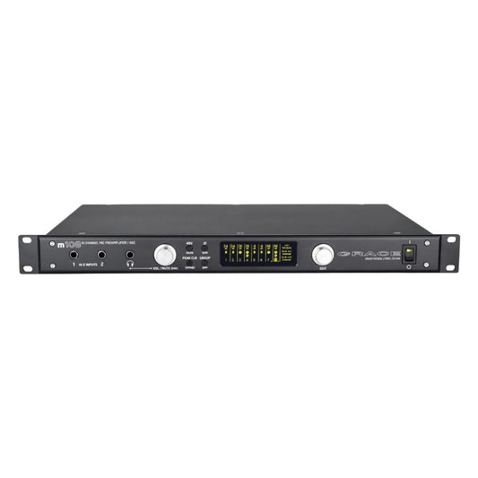 Front view of Grace Design m108 8-Channel Remote-Controlled Microphone Preamp on white background