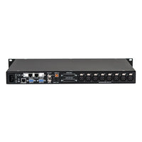 Rear view of Grace Design m108 8-Channel Remote-Controlled Microphone Preamp on white background