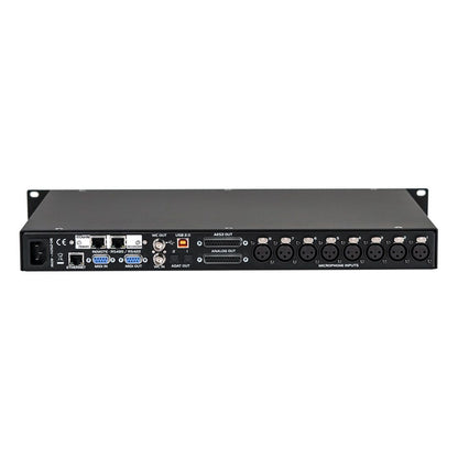 Rear view of Grace Design m108 8-Channel Remote-Controlled Microphone Preamp on white background