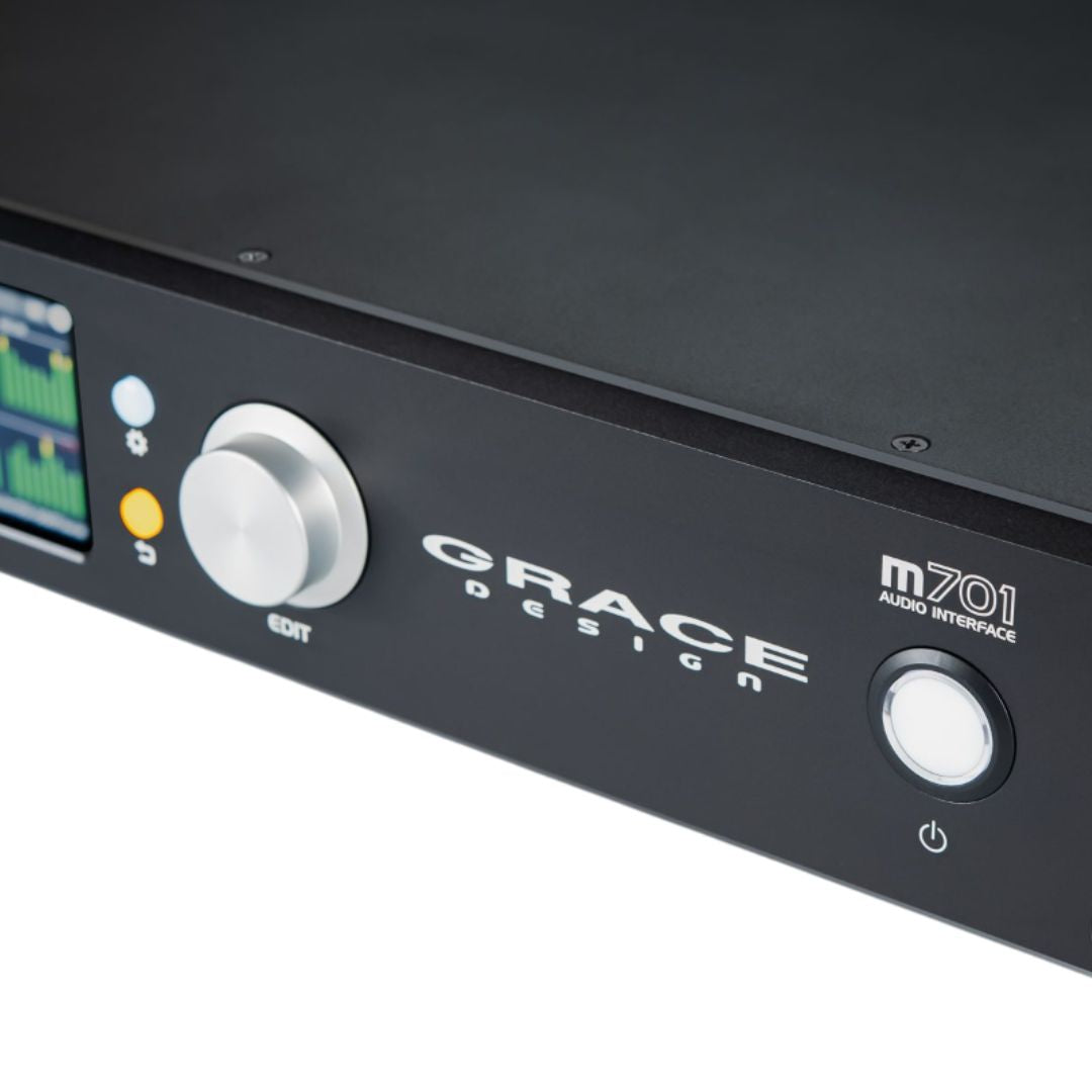 Close up view of Grace Design m701 Audio Interface on white background