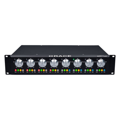 Front view of Grace Design m801mk2 8-Channel Microphone Preamp on white background