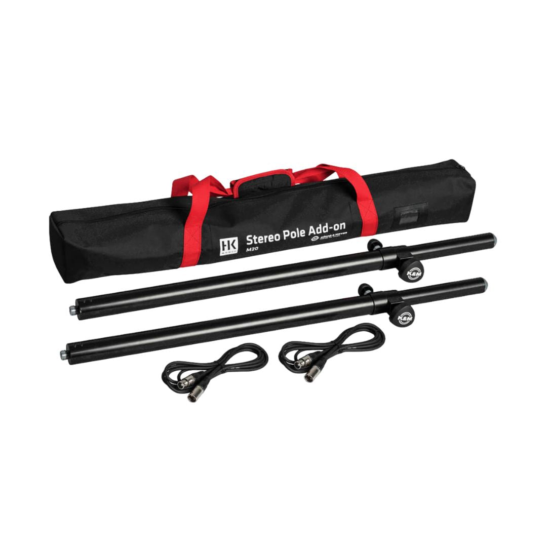 HK Audio K&M M20 Pole Mount Extension Pair w/ Speakon Cables & Bag ...