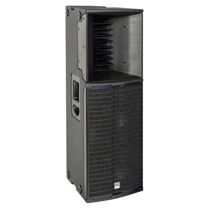 Angled front view of HK Audio LINEAR 9 210 LTA Speaker on white background