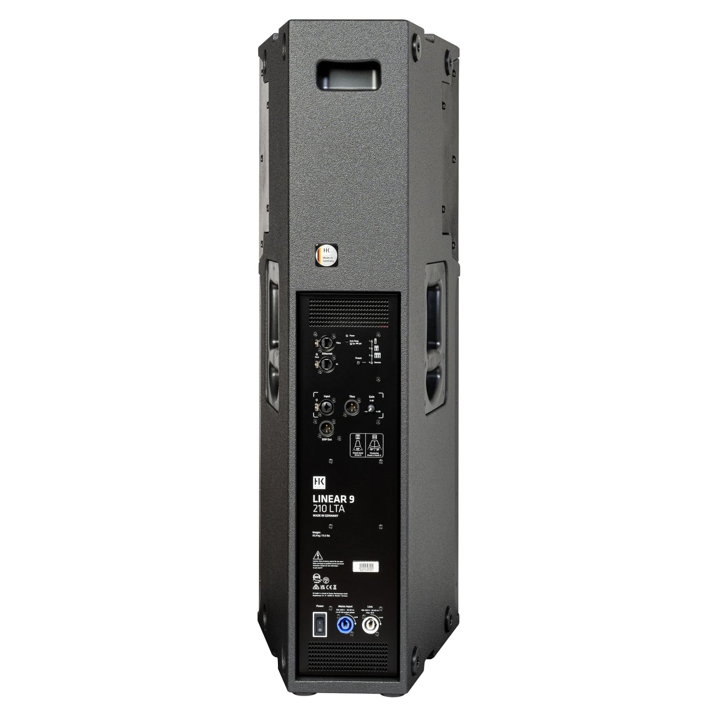 Rear ports view of HK Audio LINEAR 9 210 LTA Speaker on white background