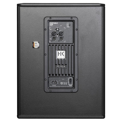 Rear ports view of HK Audio PORTABLE SUB 115 A Subwoofer on white background