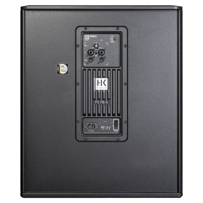 Rear ports view of HK Audio PORTABLE SUB 118 A Subwoofer on white background