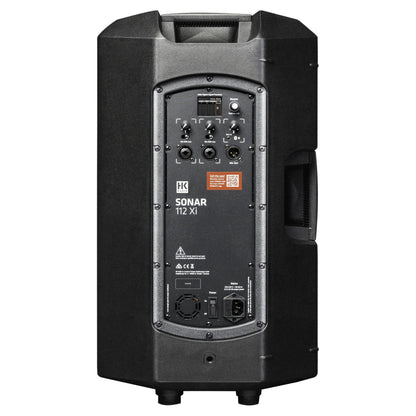 Rear ports view of HK Audio SONAR 112 Xi 1200W 12" Powered Speaker on white background