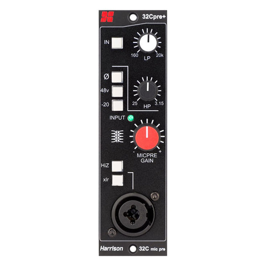 Front view of Harrison Audio 32Cpre+ 500 Series Module on white background