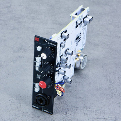Angled top view of Harrison Audio 32Cpre+ 500 Series Module on concrete surface