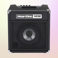 Hartke HD50 bass guitar amplifier on a gradient background