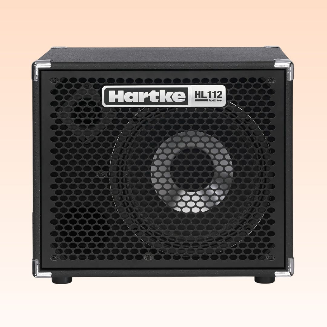 Hartke HL112 bass guitar speaker cabinet on a beige background