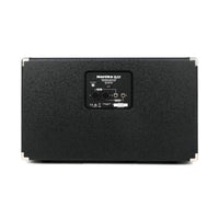 Black speaker cabinet with control panel on a white background