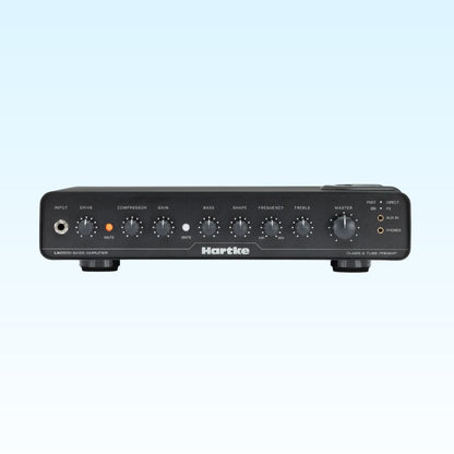 Hartke amplifier on a light blue background