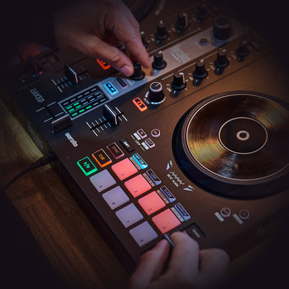 DJ playing the Hercules DJControl Inpulse 300 MK2 DJ Controller inside club
