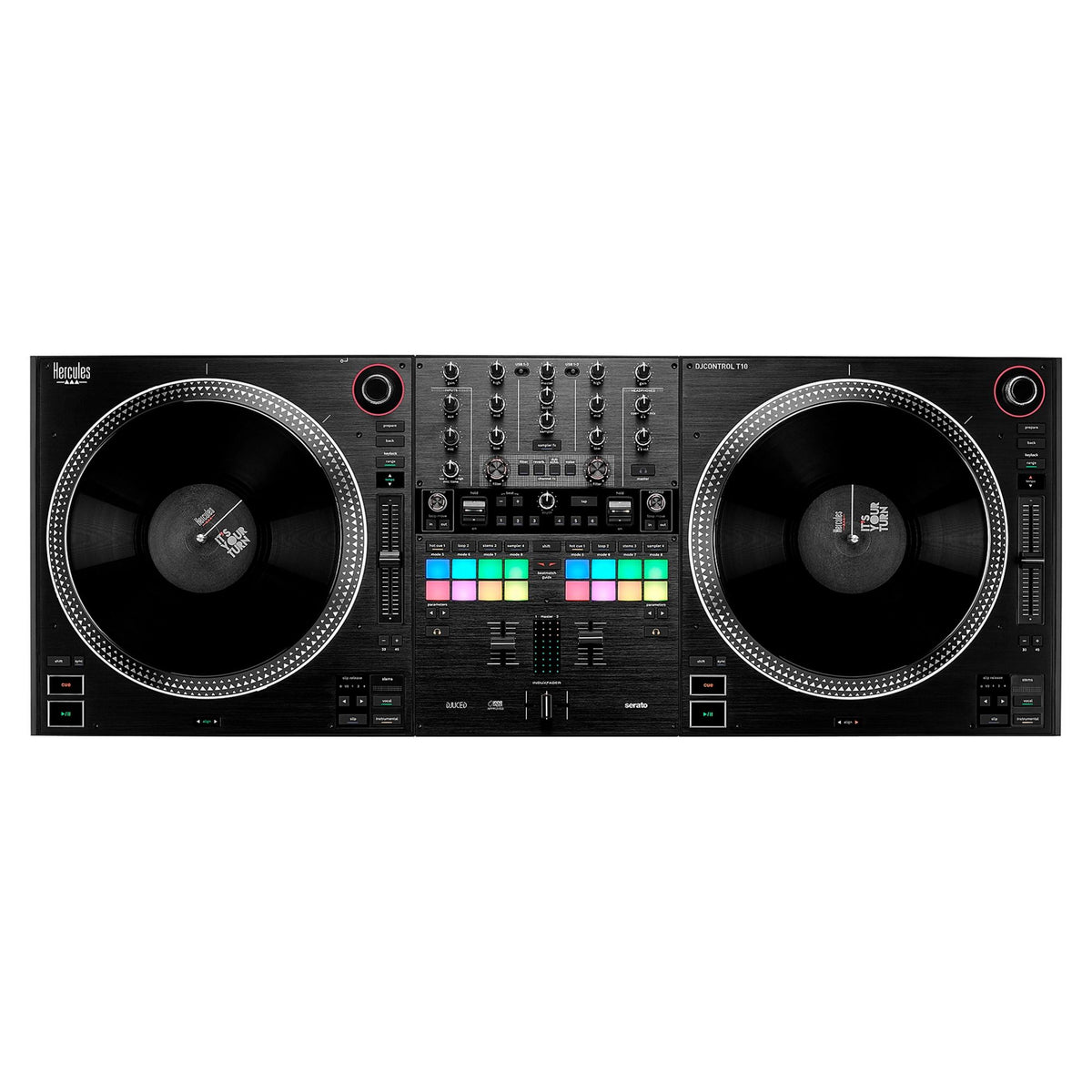 Top view of Hercules DJControl T10 DJ Controller Standard on white background