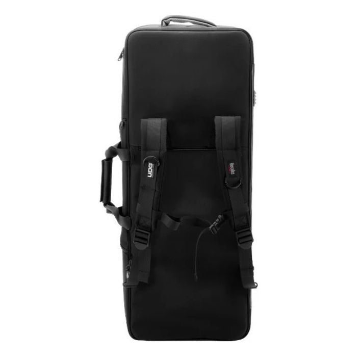 Rear view of Hercules x UDG DJControl T10 Backpack on white background