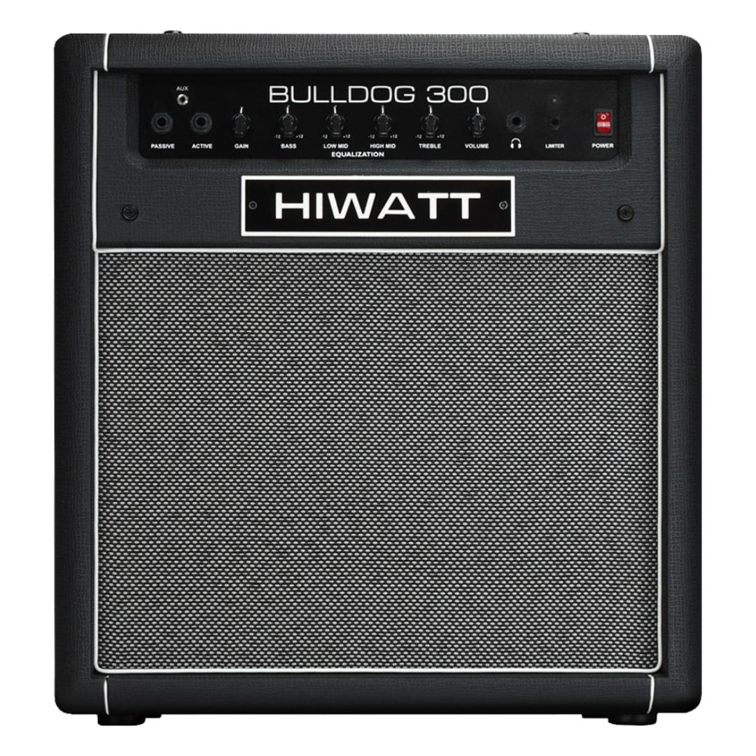 Front view of Hiwatt Bulldog 300 Combo Bass Amplifier on white background